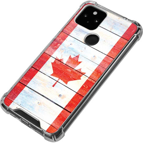 Canada Flag Light Wood Google Pixel 4a 5G Clear Case